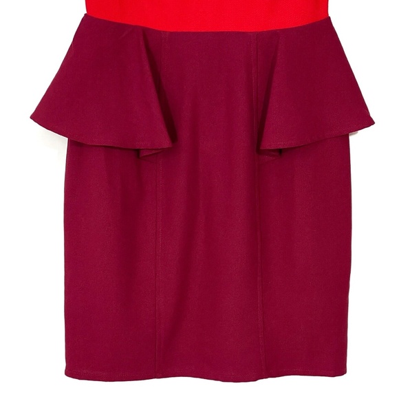 Tinley Road Women’s Size XS Red Burgundy Colorblock Peplum Sheath Mini Dress - Picture 3 of 10